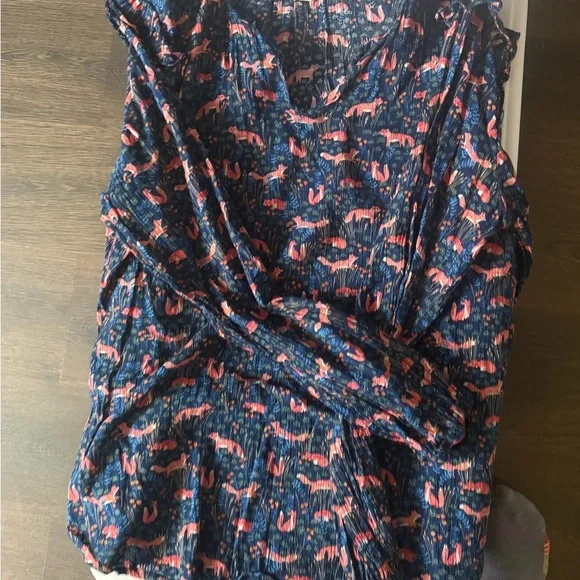 Navy Blouse with Fox Print - Picture 3 of 5